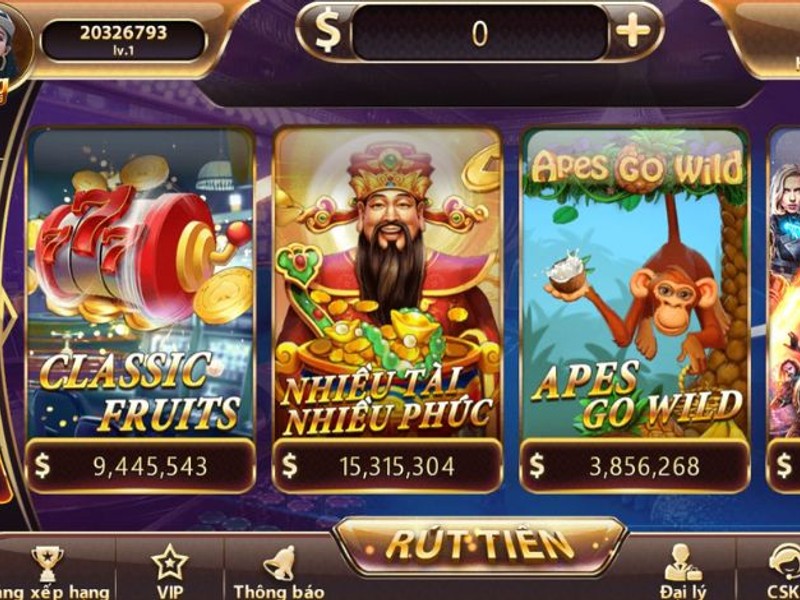 Màn hình trò chơi slot game với biểu tượng tiền thưởng và jackpot tại K9CC